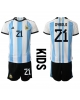Argentina Paulo Dybala #21 Hemmatröja Barn VM 2022 Kortärmad (+ Korta byxor)