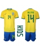 Brasilien Eder Militao #14 Hemmatröja Barn VM 2022 Kortärmad (+ Korta byxor)