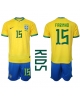 Brasilien Fabinho #15 Hemmatröja Barn VM 2022 Kortärmad (+ Korta byxor)