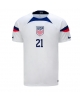 Förenta staterna Timothy Weah #21 Hemmatröja Män VM 2022 Kortärmad