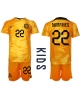Nederländerna Denzel Dumfries #22 Hemmatröja Barn VM 2022 Kortärmad (+ Korta byxor)
