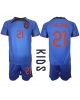 Nederländerna Frenkie de Jong #21 Bortatröja Barn VM 2022 Kortärmad (+ Korta byxor)
