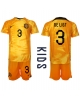 Nederländerna Matthijs de Ligt #3 Hemmatröja Barn VM 2022 Kortärmad (+ Korta byxor)