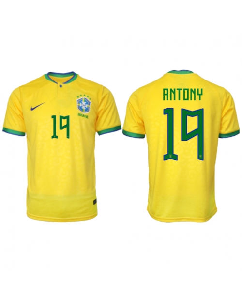 Brasilien Antony #19 Hemmatröja Män VM 2022 Kortärmad