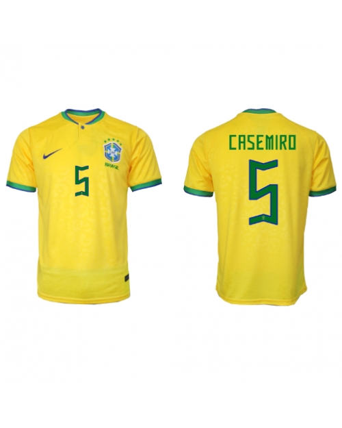 Brasilien Casemiro #5 Hemmatröja Män VM 2022 Kortärmad