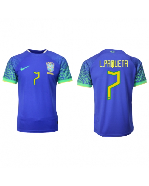 Brasilien Lucas Paqueta #7 Bortatröja Män VM 2022 Kortärmad