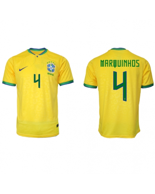 Brasilien Marquinhos #4 Hemmatröja Män VM 2022 Kortärmad