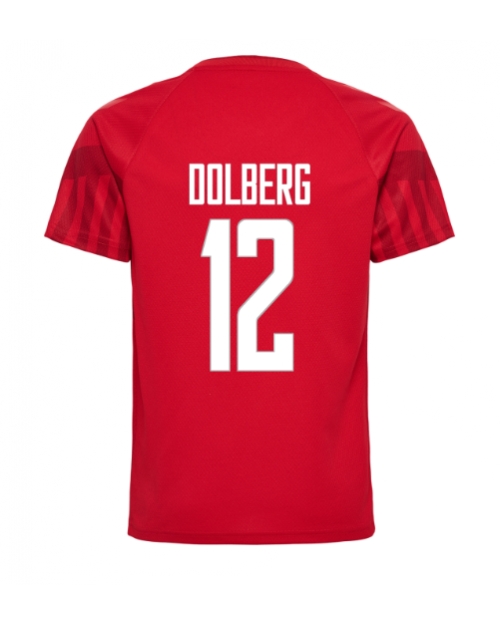 Danmark Kasper Dolberg #12 Hemmatröja Män VM 2022 Kortärmad