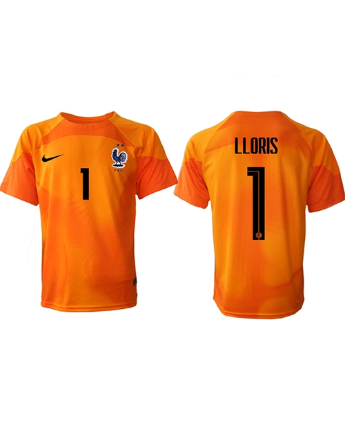Frankrike Hugo Lloris #1 Målvakt Hemmatröja Män VM 2022 Kortärmad