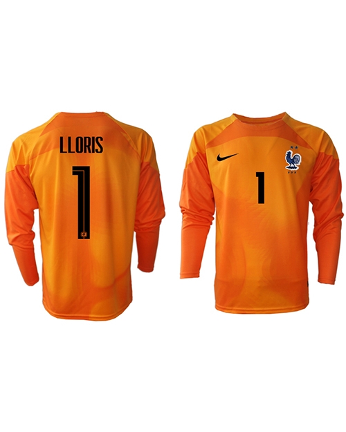 Frankrike Hugo Lloris #1 Målvakt Hemmatröja Män VM 2022 Långärmad