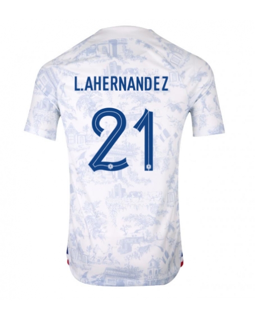 Frankrike Lucas Hernandez #21 Bortatröja Män VM 2022 Kortärmad