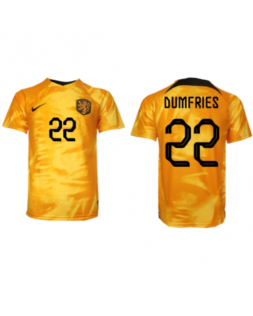 Nederländerna Denzel Dumfries #22 Hemmatröja Män VM 2022 Kortärmad