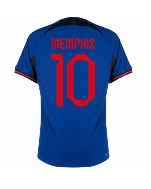 Nederländerna Memphis Depay #10 Bortatröja Män VM 2022 Kortärmad