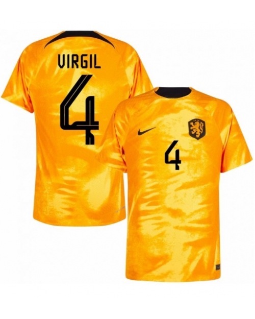 Nederländerna Virgil van Dijk #4 Hemmatröja Män VM 2022 Kortärmad