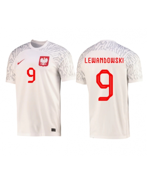 Polen Robert Lewandowski #9 Hemmatröja Män VM 2022 Kortärmad