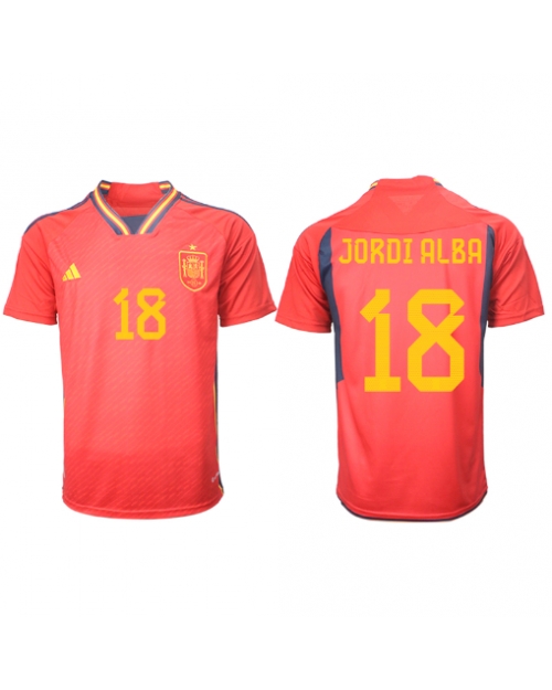 Spanien Jordi Alba #18 Hemmatröja Män VM 2022 Kortärmad